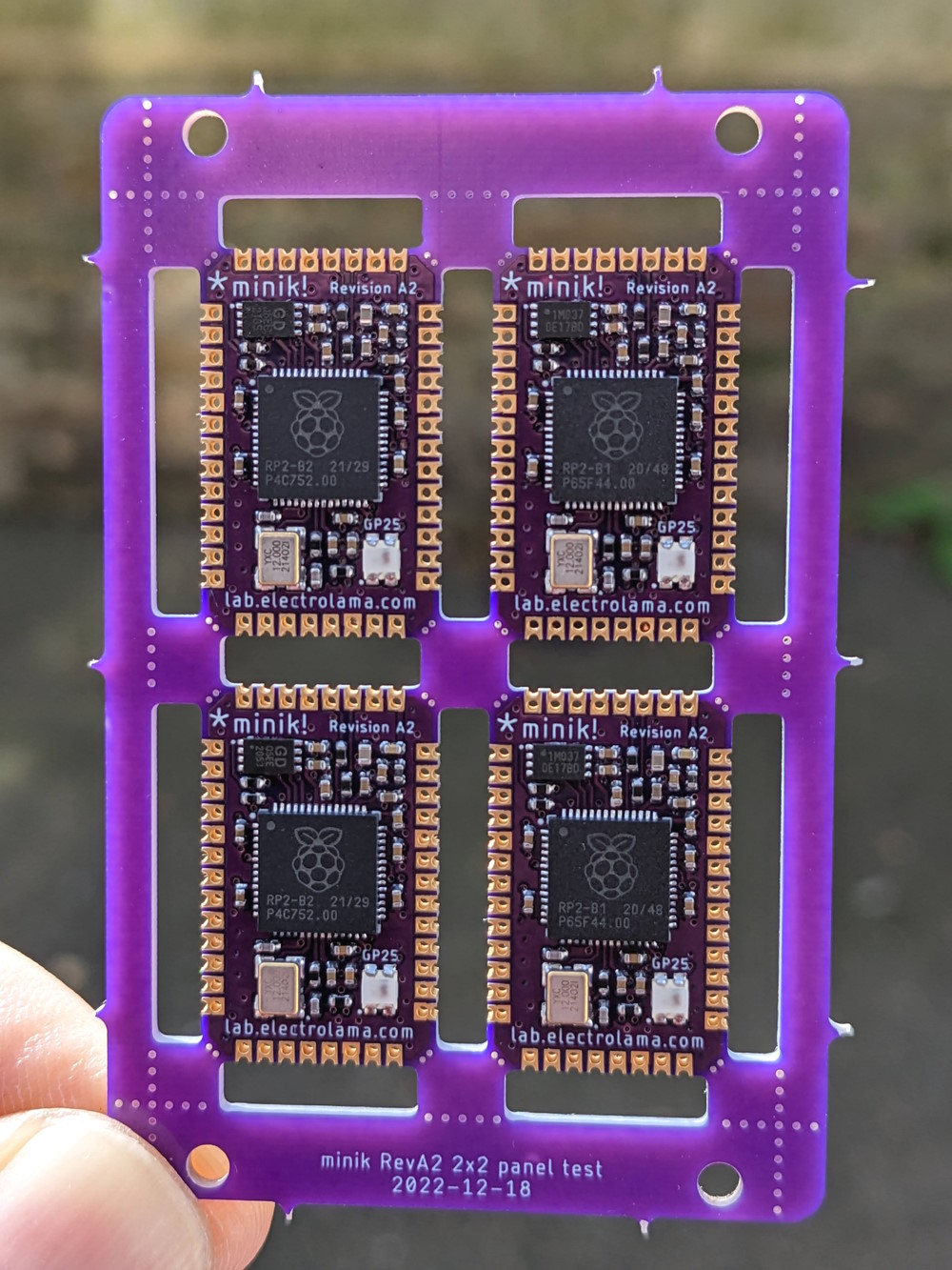 a 2 by 2 array of minik modules on a panel